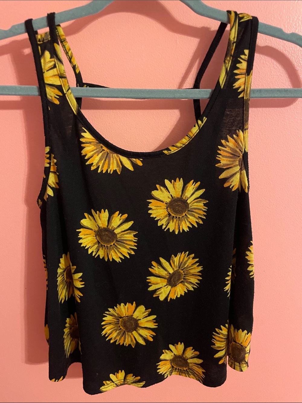 Forever 21 Black Sunflower Print Cami Tank